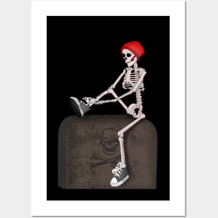 Skeleton Wears His Grey Shoes Posters and Art